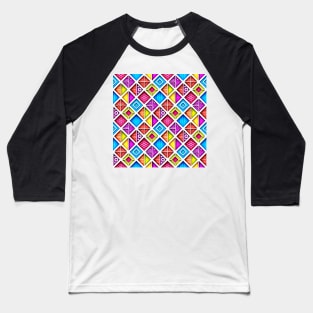 Colorful 3d Geometric Pattern, Crazy Design Baseball T-Shirt